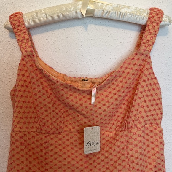 Free People Berry Kiss Mini Dress Size Large NWT in Peach Combo - Picture 3 of 13